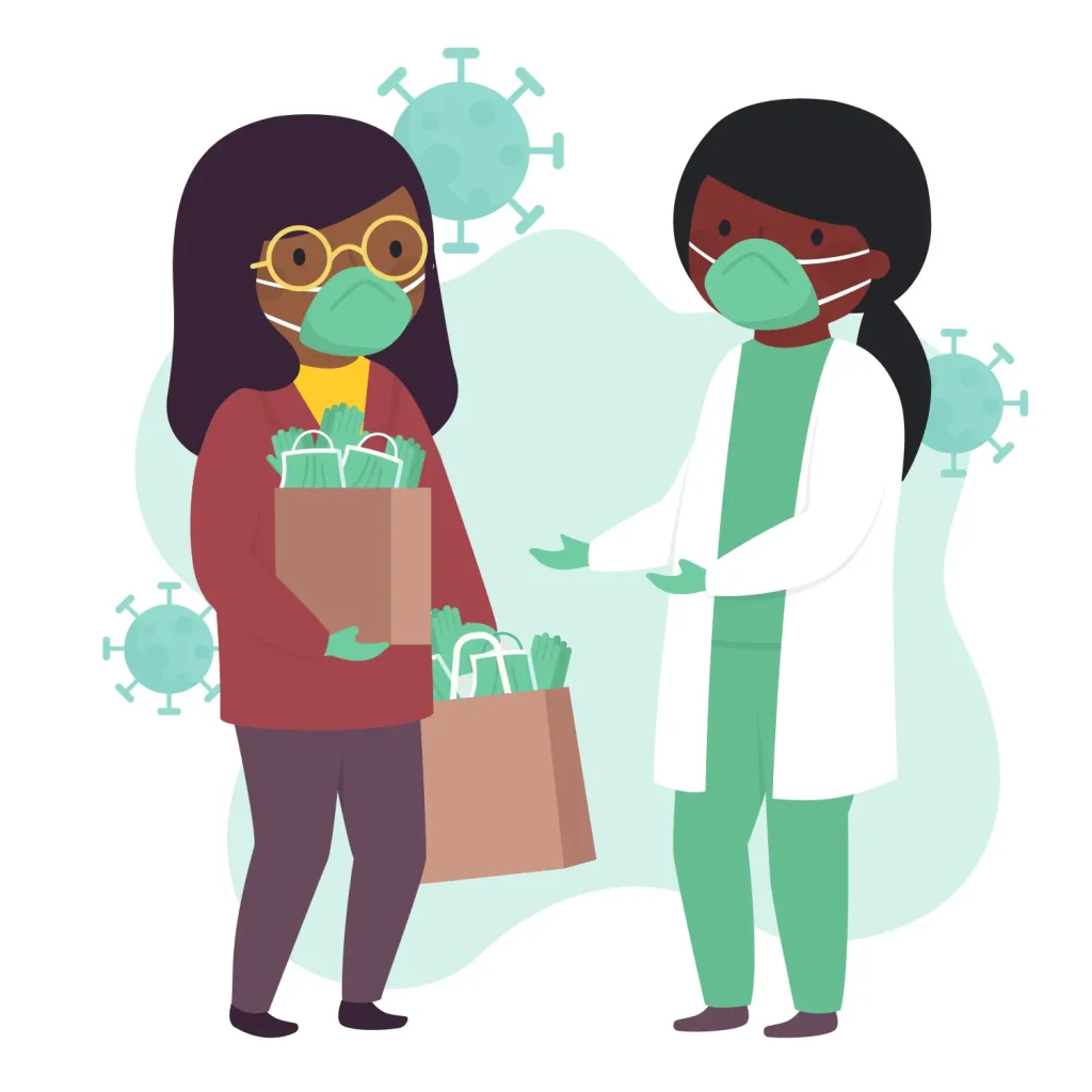 Healthcare professional receiving medical supplies during COVID-19, illustrating medical logistics and safe delivery services in Kenya.